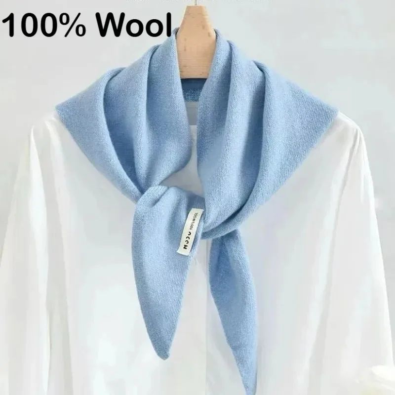 Australian Wool Knitted Triangle Scarf – Women's Warm Autumn Winter Neck Shawl