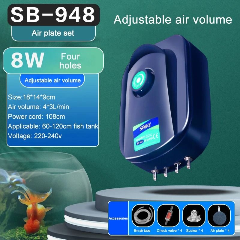Silent Aquarium Air Pump with Adjustable Air Volume