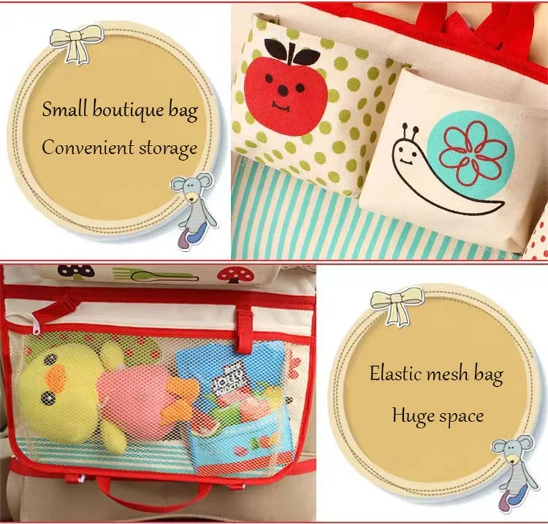Kids Auto Seat Organizer, Large Capacity Cartoon Baby Car Seat Back Storage Bag for Toddler Travel