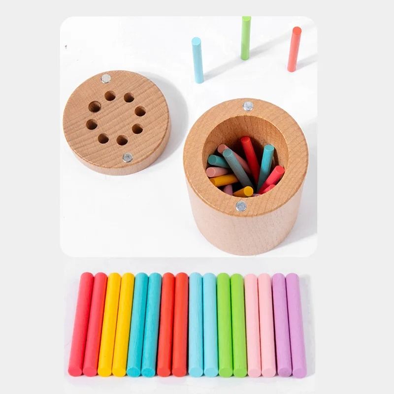 Montessori Wooden Toys Color Sorting Fine Motor Skills Puzzle Set