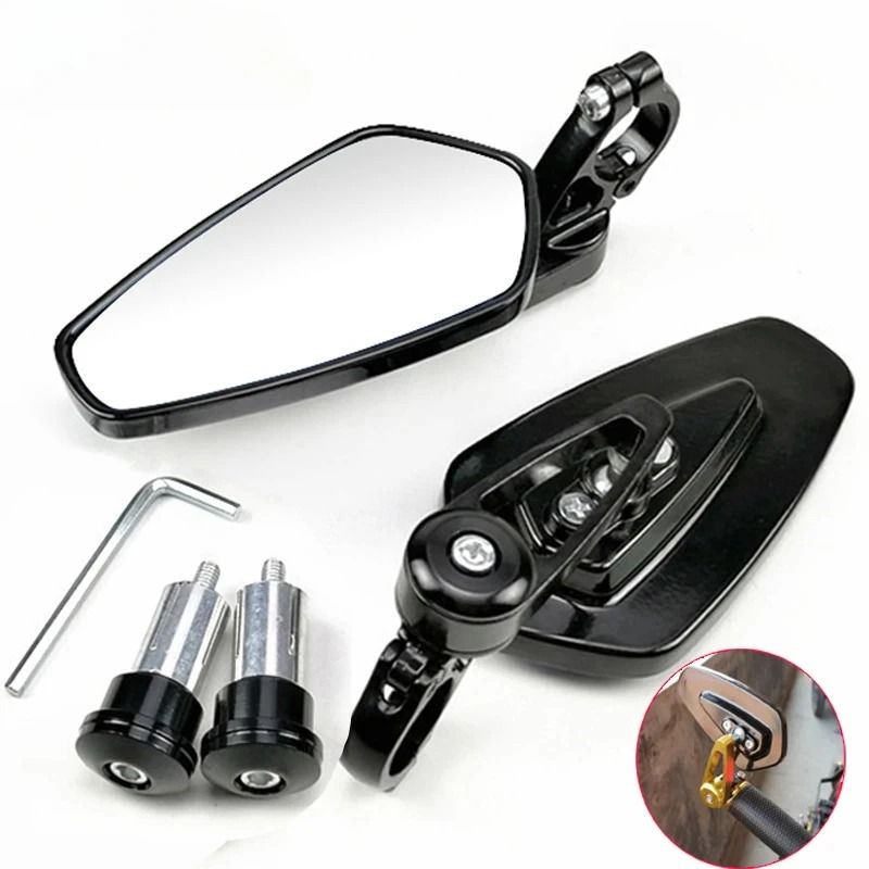 Universal Bar End Motorcycle Rearview Mirrors 22mm Handlebar Set