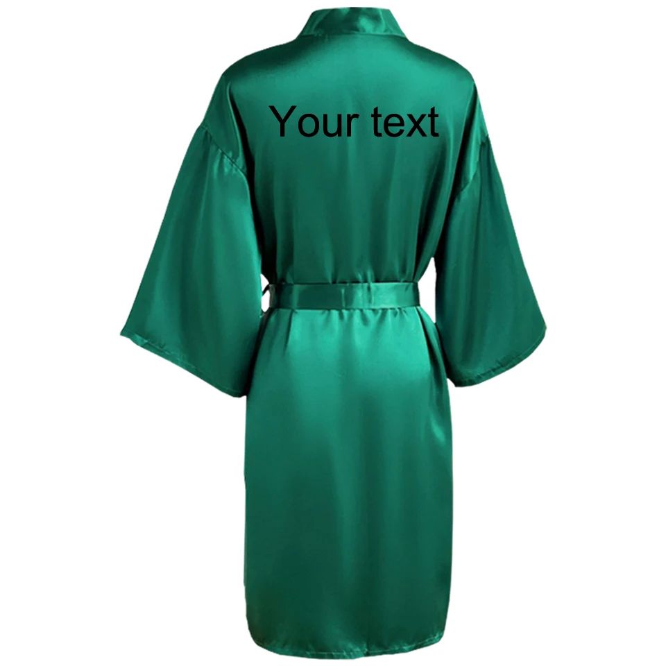 Personalized Faux Silk Bridal Robe with Custom Name & Date – Elegant Bride & Bridesmaid Getting Ready Robe