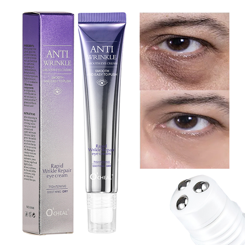 O'CHEAL Anti Wrinkle & Dark Circle Eye Cream Roller Massager Hyaluronic Acid Anti-Aging Eye Care for Moisturizing