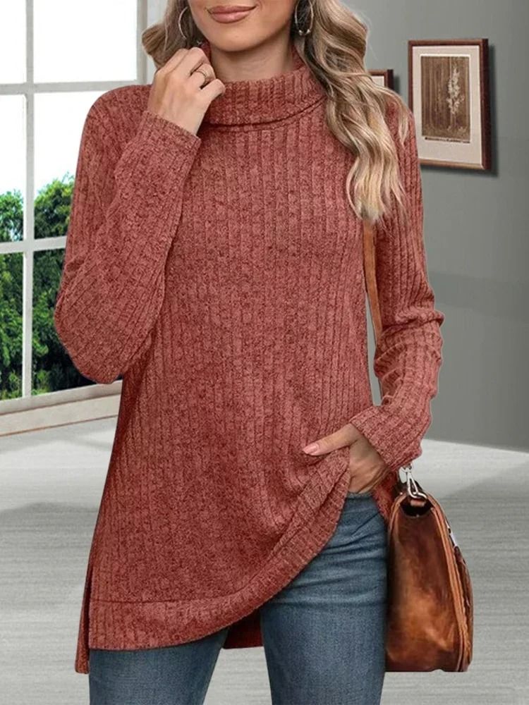 Womens Striped Turtleneck Sweater Thick Loose Knit Pullover Warm Long Sleeve Autumn Winter Top