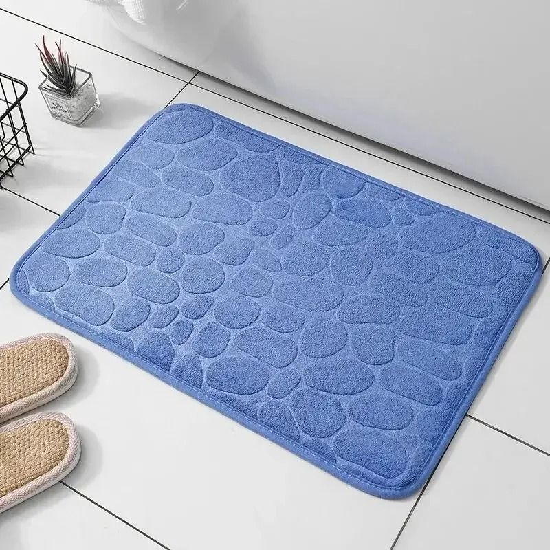 Anti Slip Pebble Bathroom Mat Embossed Fiber Floor Carpet
