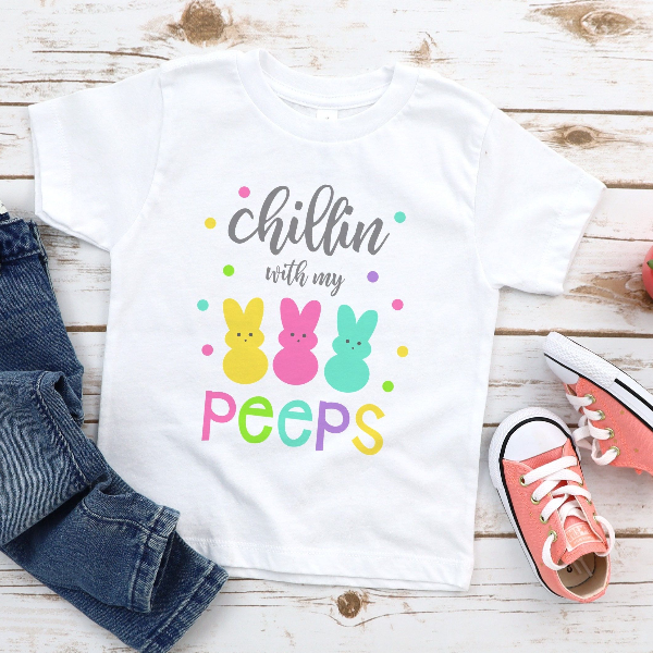 Chillin With My Peeps Shirt Funny Easter Graphic Tee Cute Spring Bunny Shirt Gift