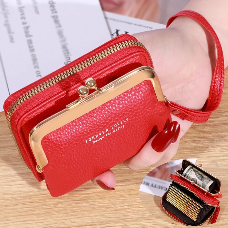 Large Capacity Women's Wallet with Wrist Strap & Multiple Card Slots