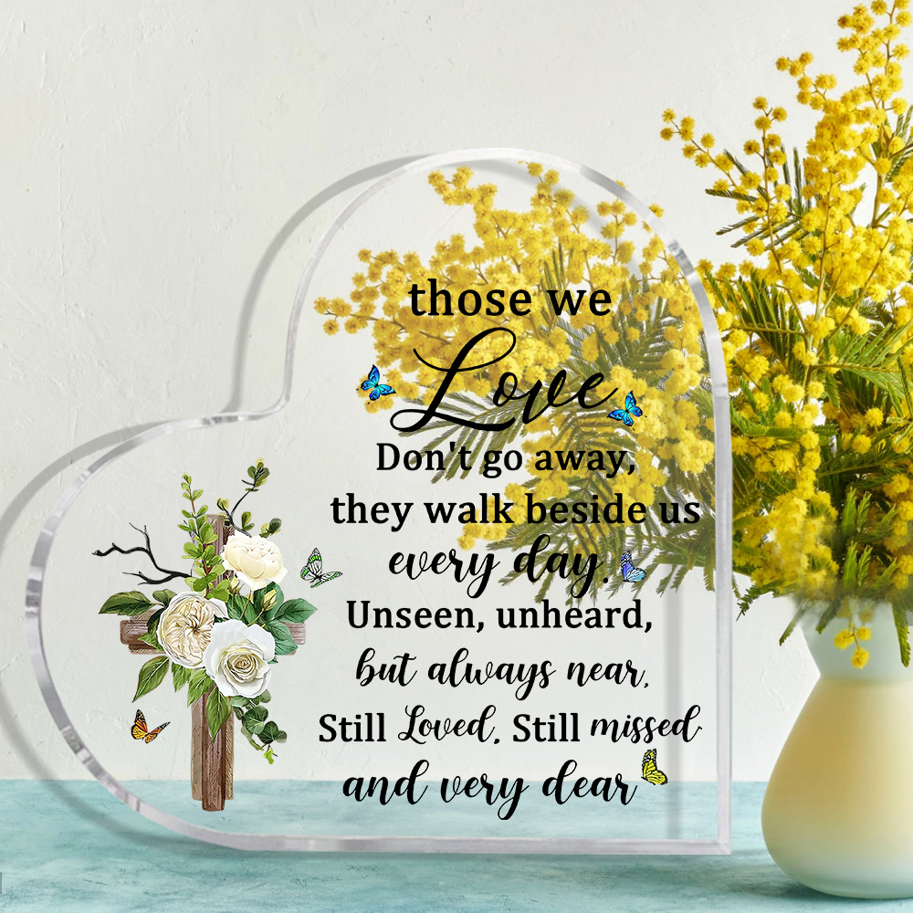 Heart Sympathy Bereavement Gift, Acrylic Memorial Gift, Loss of Loved One Remembrance Table Decor for Mom