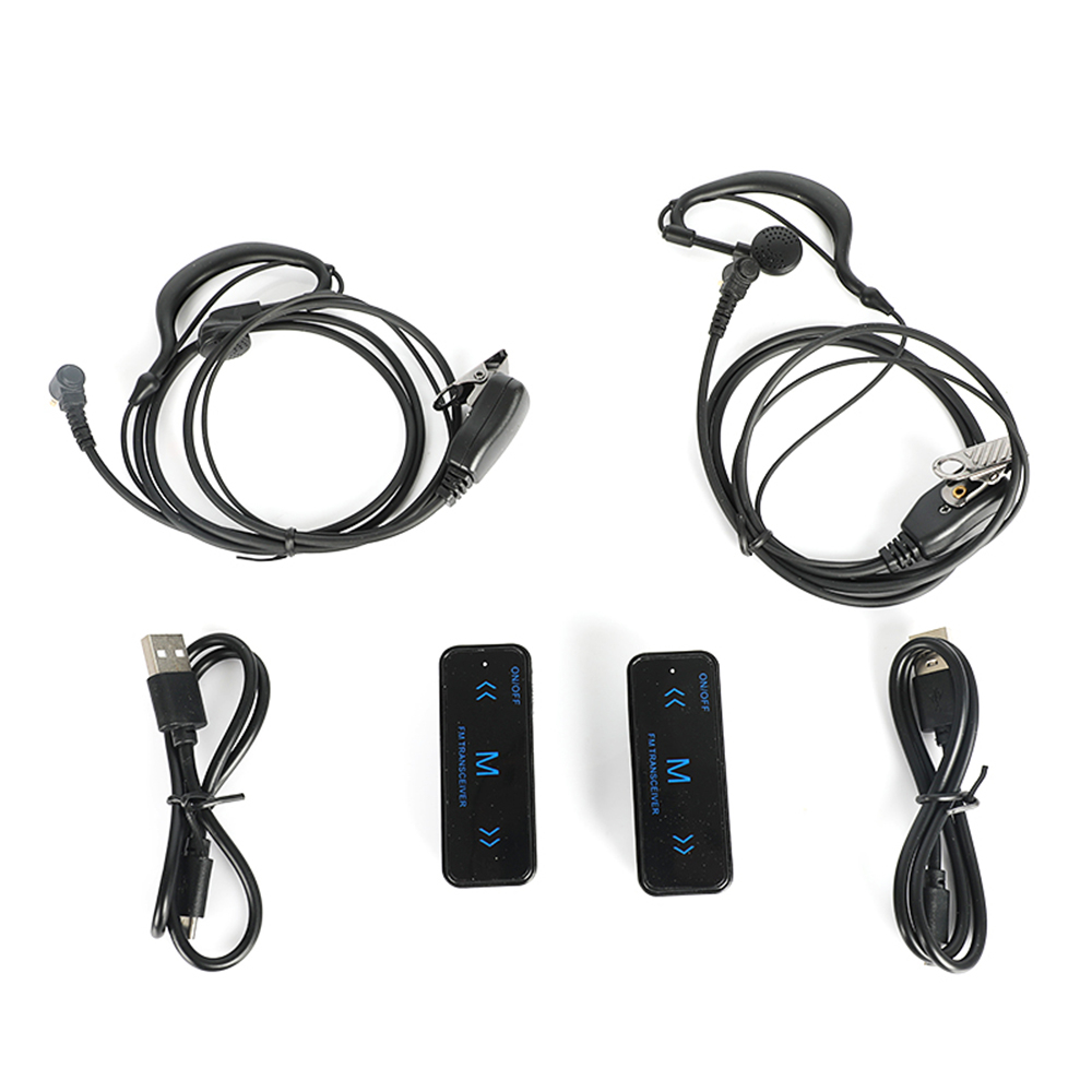 Mini Walkie Talkie Headset Range, FM Radio & USB Pocket-Sized Interphone