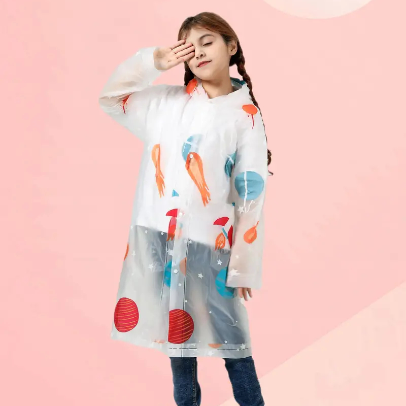 Kids Transparent Waterproof Raincoat Jacket for Boys and Girls – Mermaid Poncho