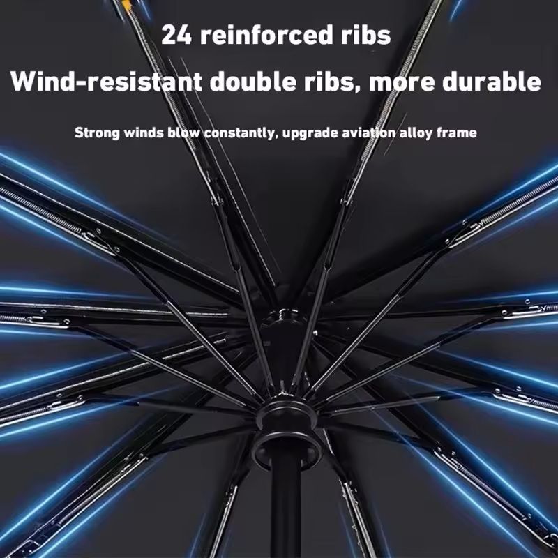 24-Bone Automatic Umbrella – Durable, Windproof & UV-Protective Compact Canopy