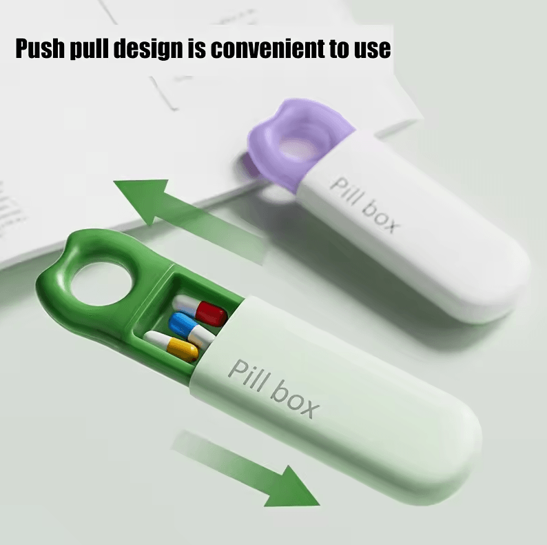 Portable Pill Organizer Box with Push-Lock Lid Compact Medication Storage Case