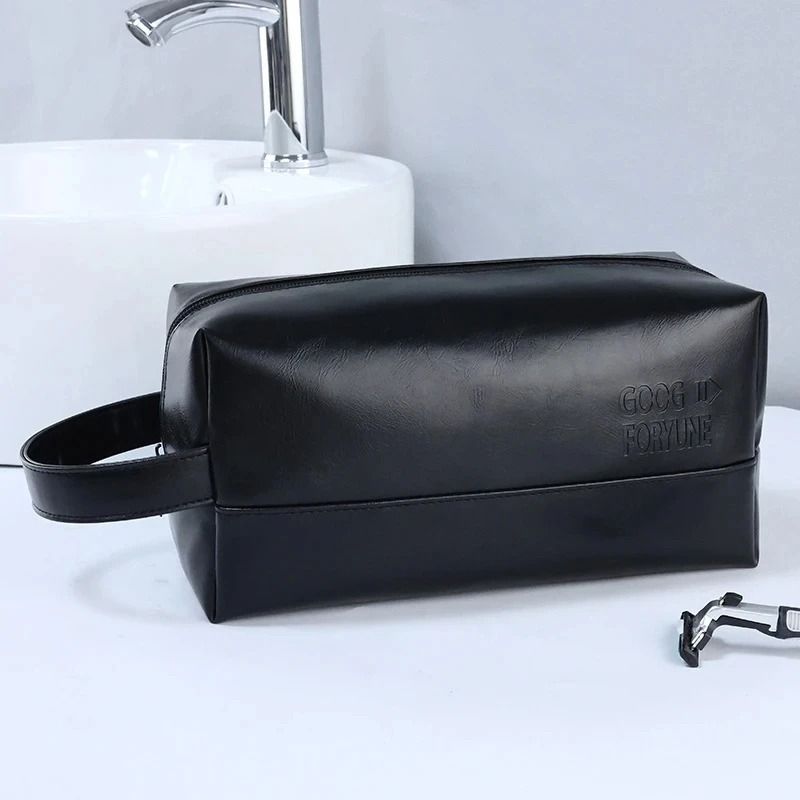 Mens Business PU Leather Travel Toiletry Bag