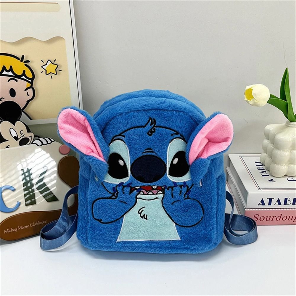 New Plush Blue Stitch Funny Cartoon Backpack Large Capacity Kindergarten Student Bag