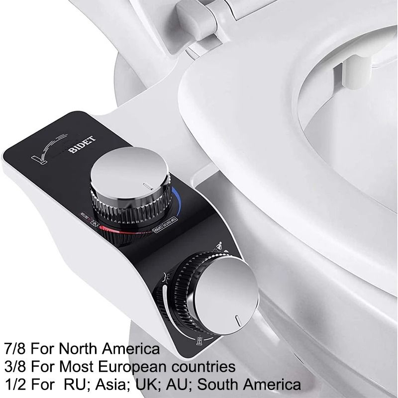 Non-Electric Bidet Toilet Seat Attachment with Dual Nozzles