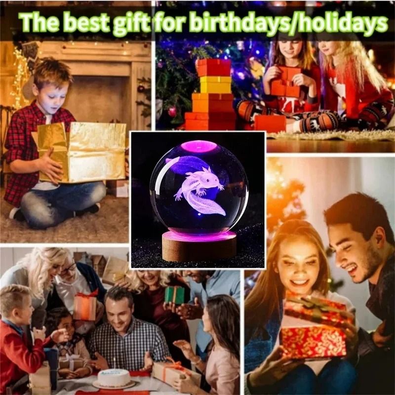 3D Laser Engraved Crystal Ball Night Light