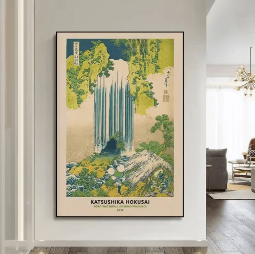 Hokusai-Inspired Goldfish Lotus Japanese Wall Art Retro Canvas Print (Frameless)