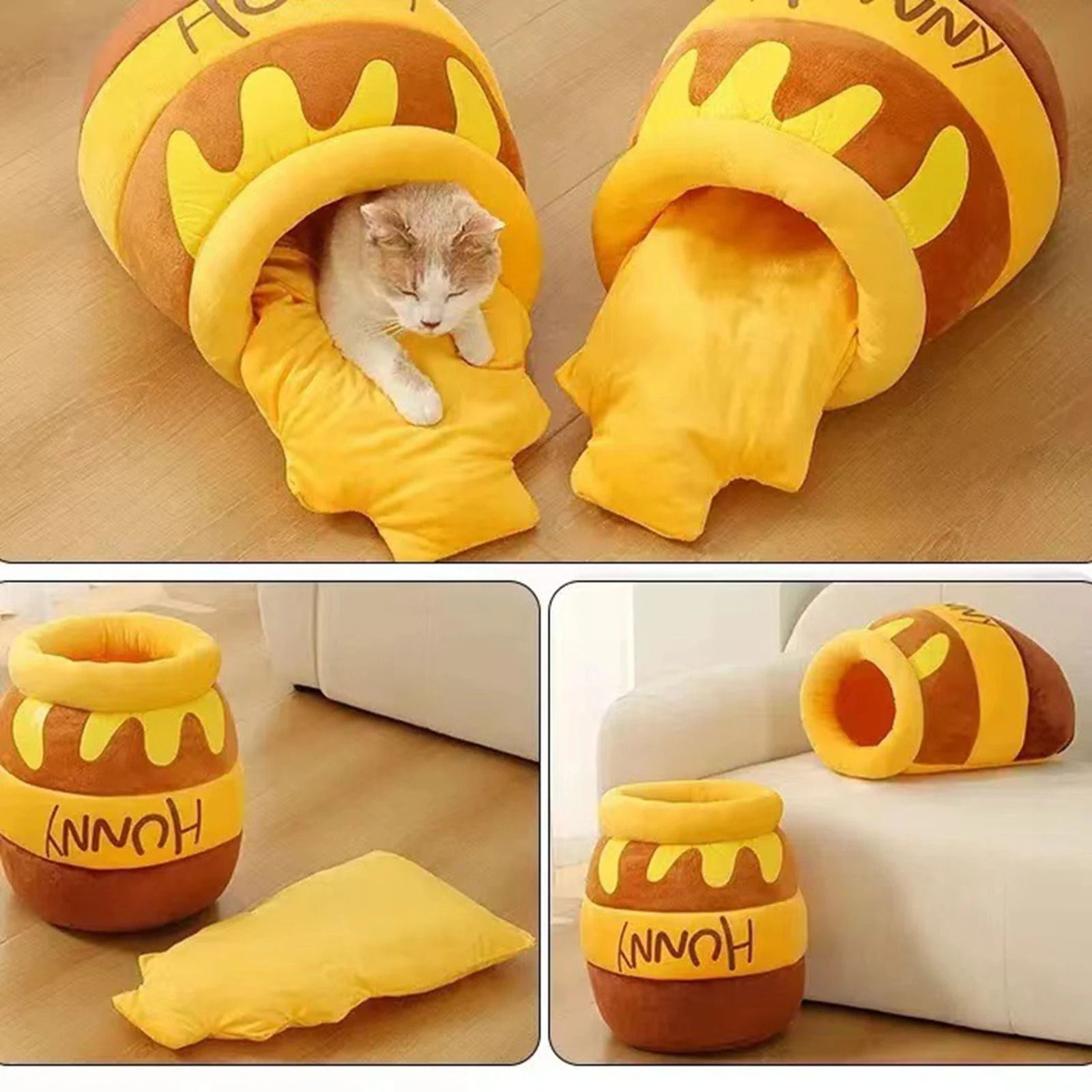 Cozy Cat Cave Bed Soft Cat Bed House with Removable Cushion and Non Slip Base