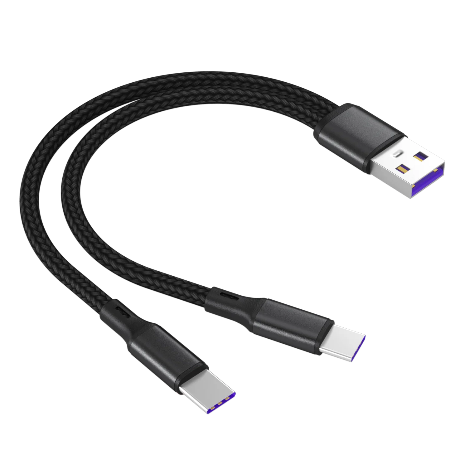 Fast Charging Cable, 1.2m 2-in-1 Data Cable, Type C Micro, Y Splitter 5A, Samsung Huawei Xiaomi Wire Cords