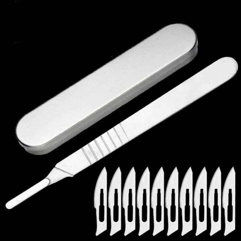 Carbon Steel Carving Scalpel Blades & Handle Kit - DIY Cutting & Repair Tool with Non-Slip Handle