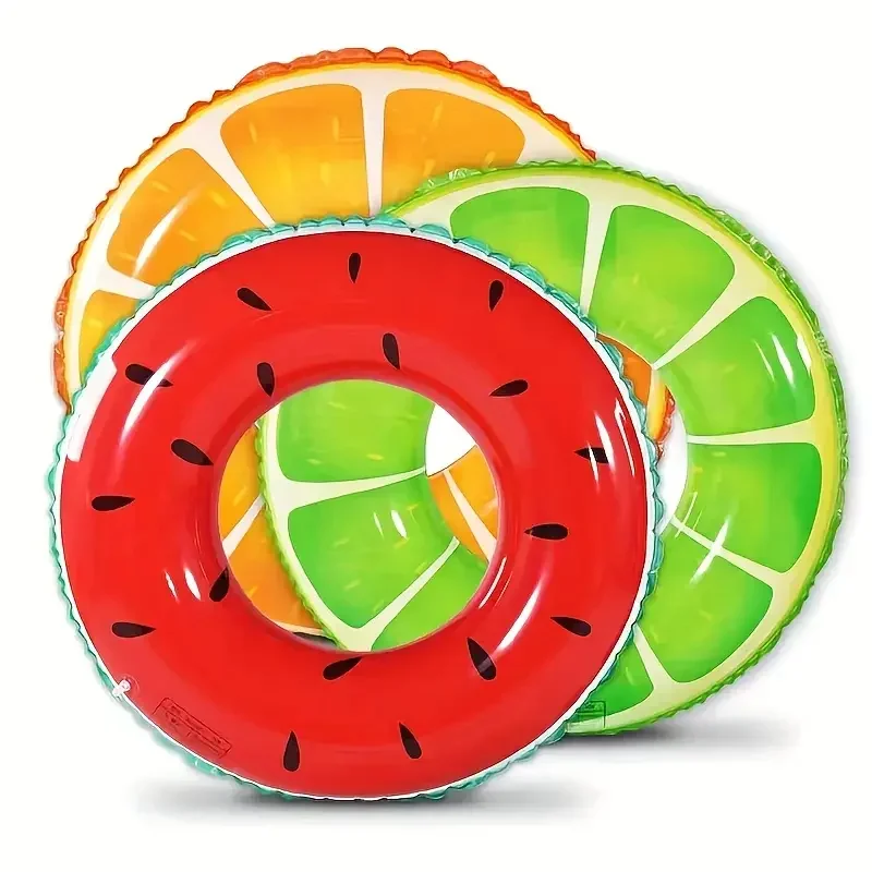 Inflatable Swimming Ring, Fruit Design Inner Ring with Anti-Leakage Valve, Thick PVC Material