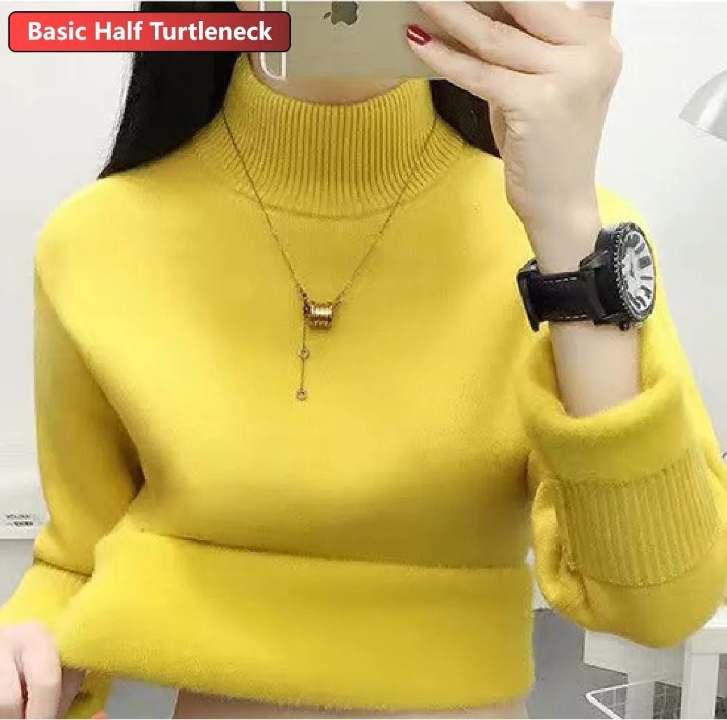 Elegant Thicken Velvet-Lined Turtleneck Sweater – Slim Knit Pullover & Warm Winter Jumper