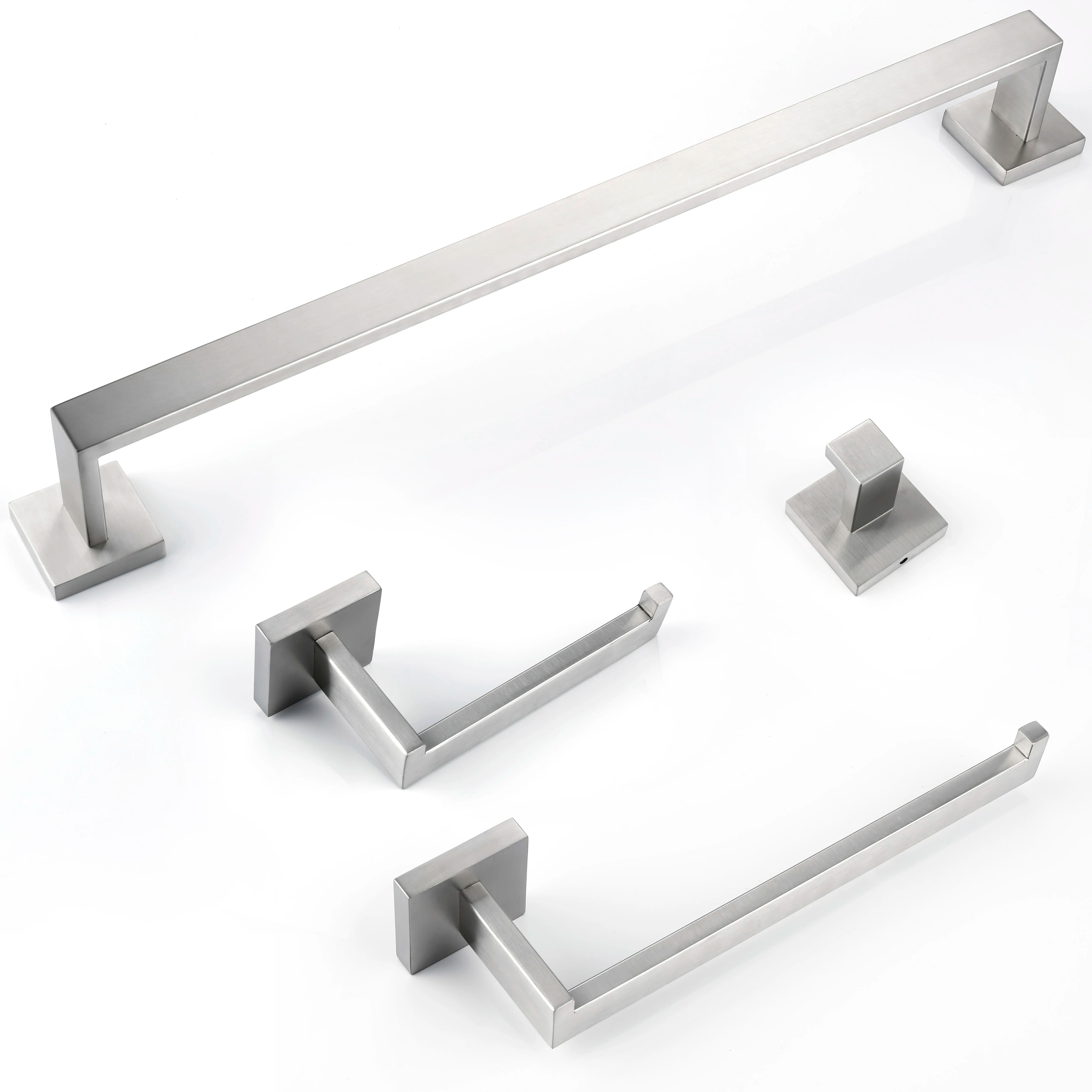 Brushed Steel Bathroom Hardware Set