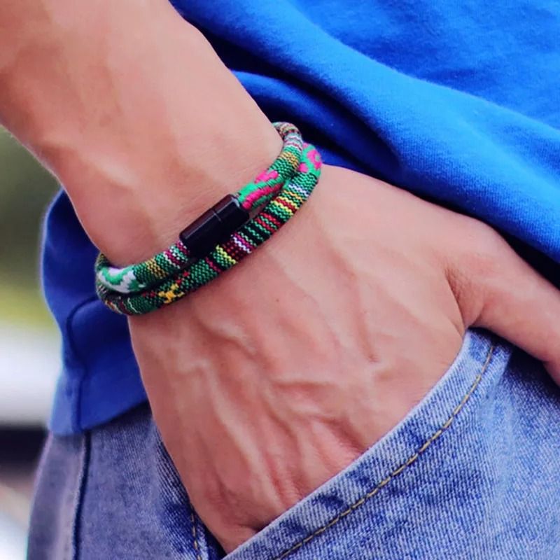 Mens Bohemian Magnetic Rope Bracelet