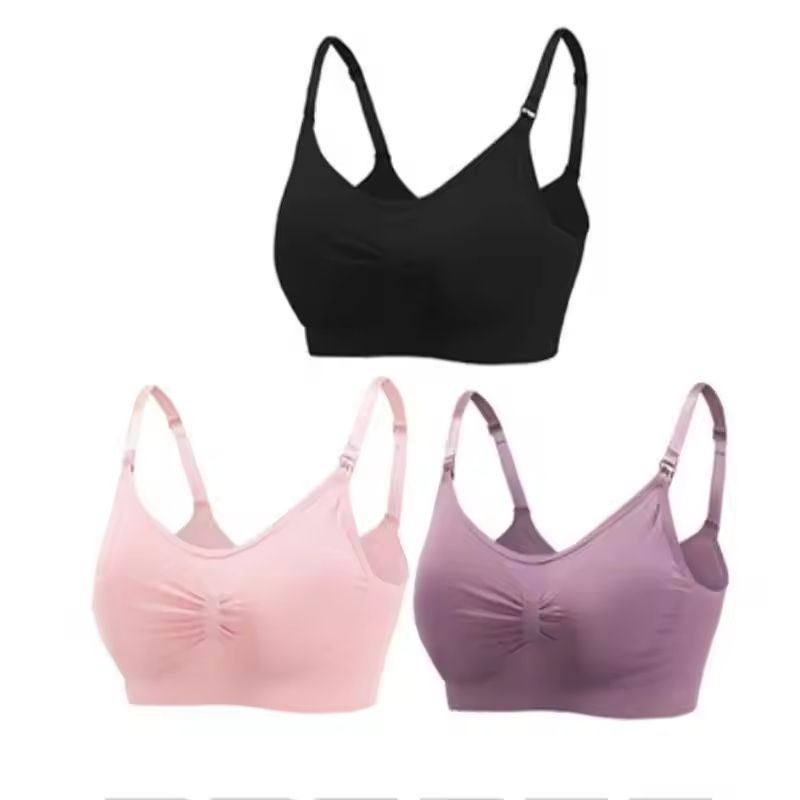 3pcs Maternity Nursing Bras Seamless Cotton Breastfeeding Underwear
