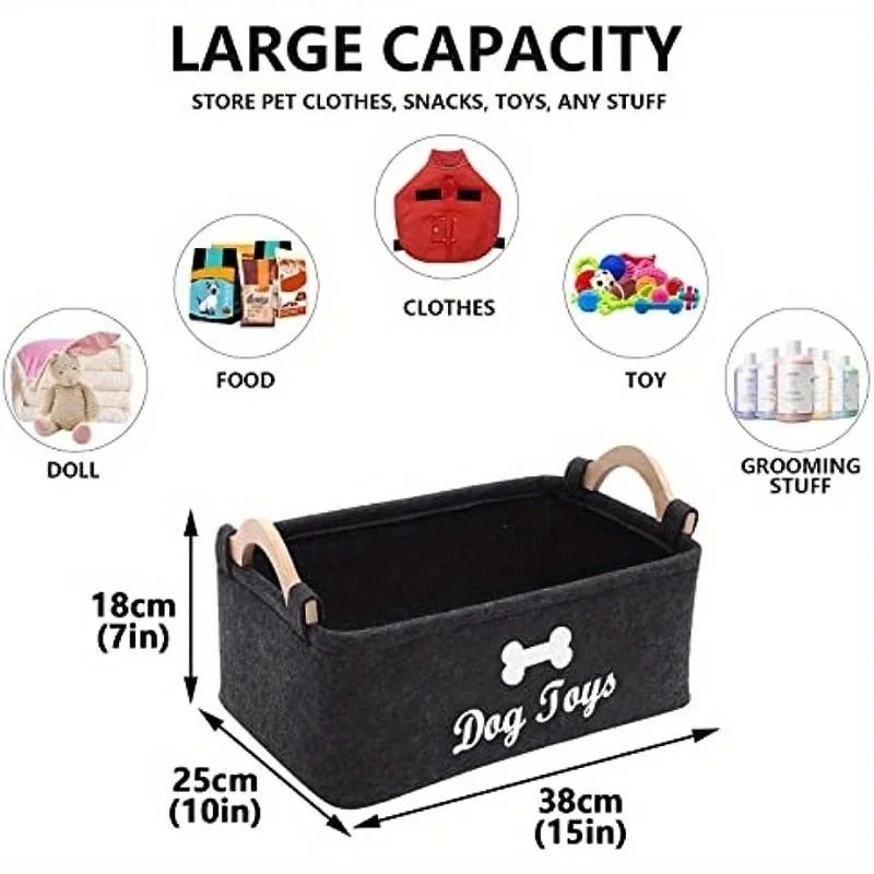 Felt Pet Toy Storage Box Organizer for Dogs and Cats