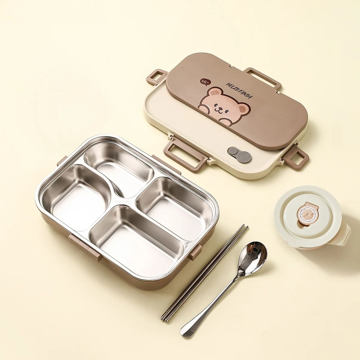 Stainless Steel Divided Lunch Container Large Capacity Bento Lunch Box Set