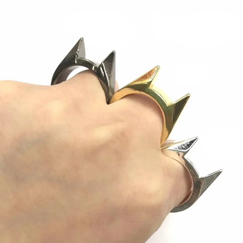 Broken Window Cat Ear Ring, Outdoor Metal Defense Accessory for Self Protection