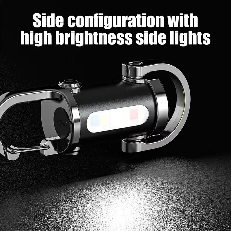 Mini COB LED Keychain Flashlight USB Rechargeable Waterproof Pocket Lamp