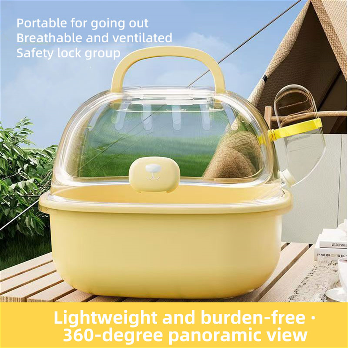 Portable Transparent Hamster Cage for Outdoor Use, Spacious & Handheld, Ideal for Golden Retrievers & Small Pets