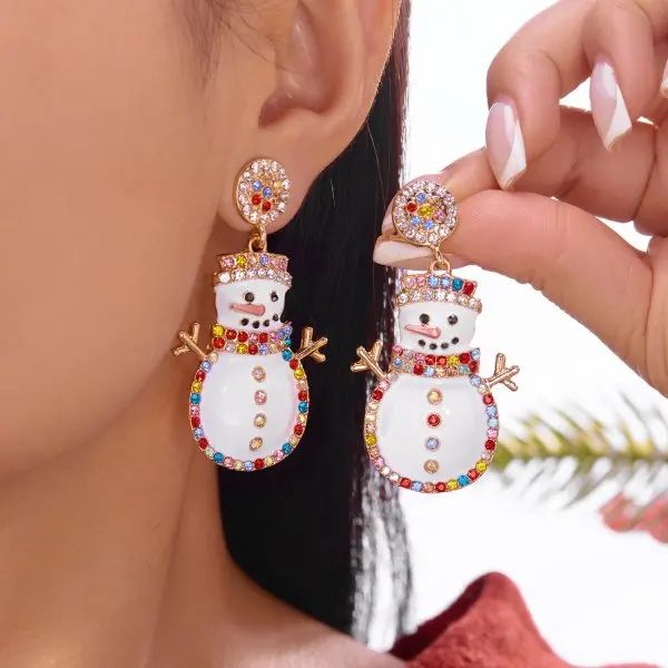 Rhinestone Christmas Light Bulb Drop Earrings