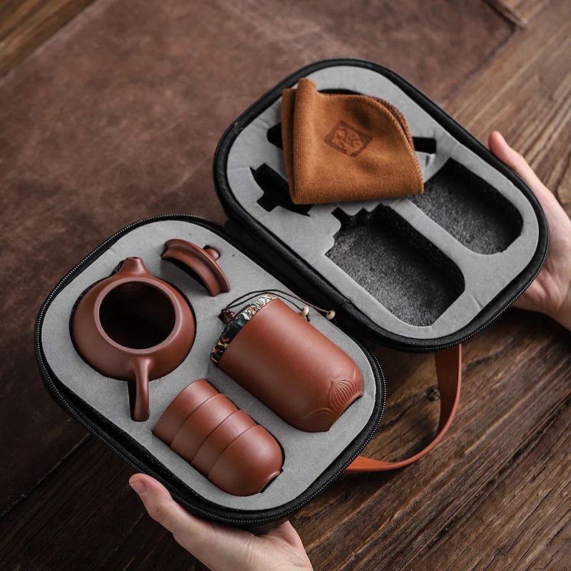 Portable Purple Sand Gaiwan Tea Set for Travel
