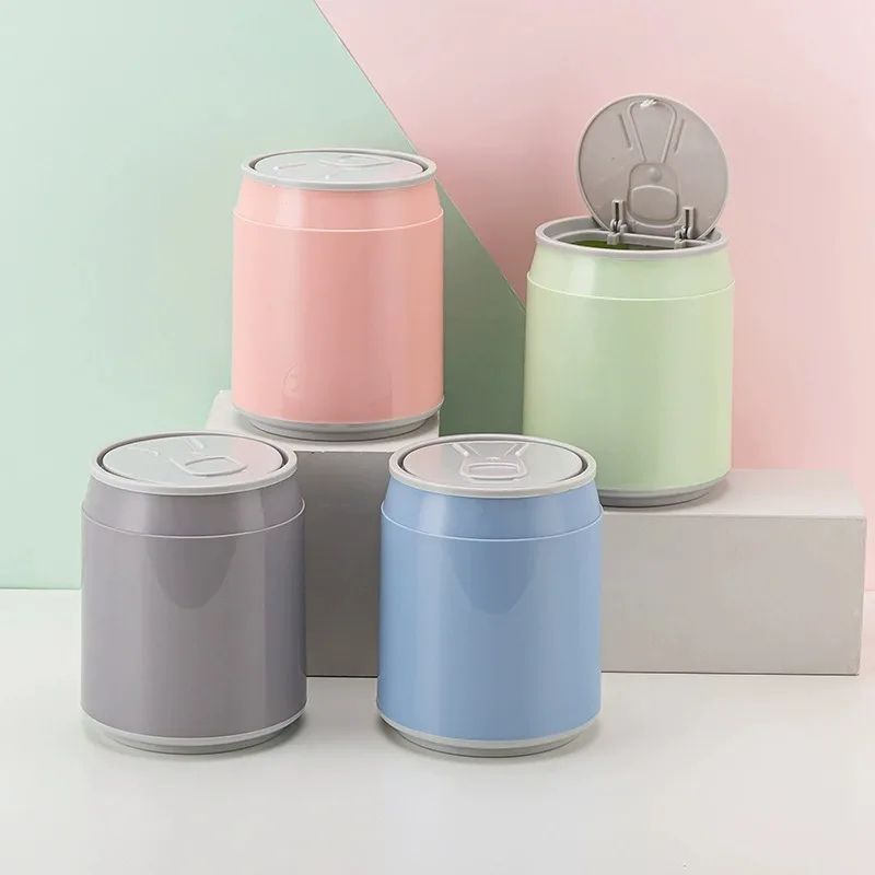 Press Lid Desktop Trash Can Compact Mini Garbage Bin for Home and Office