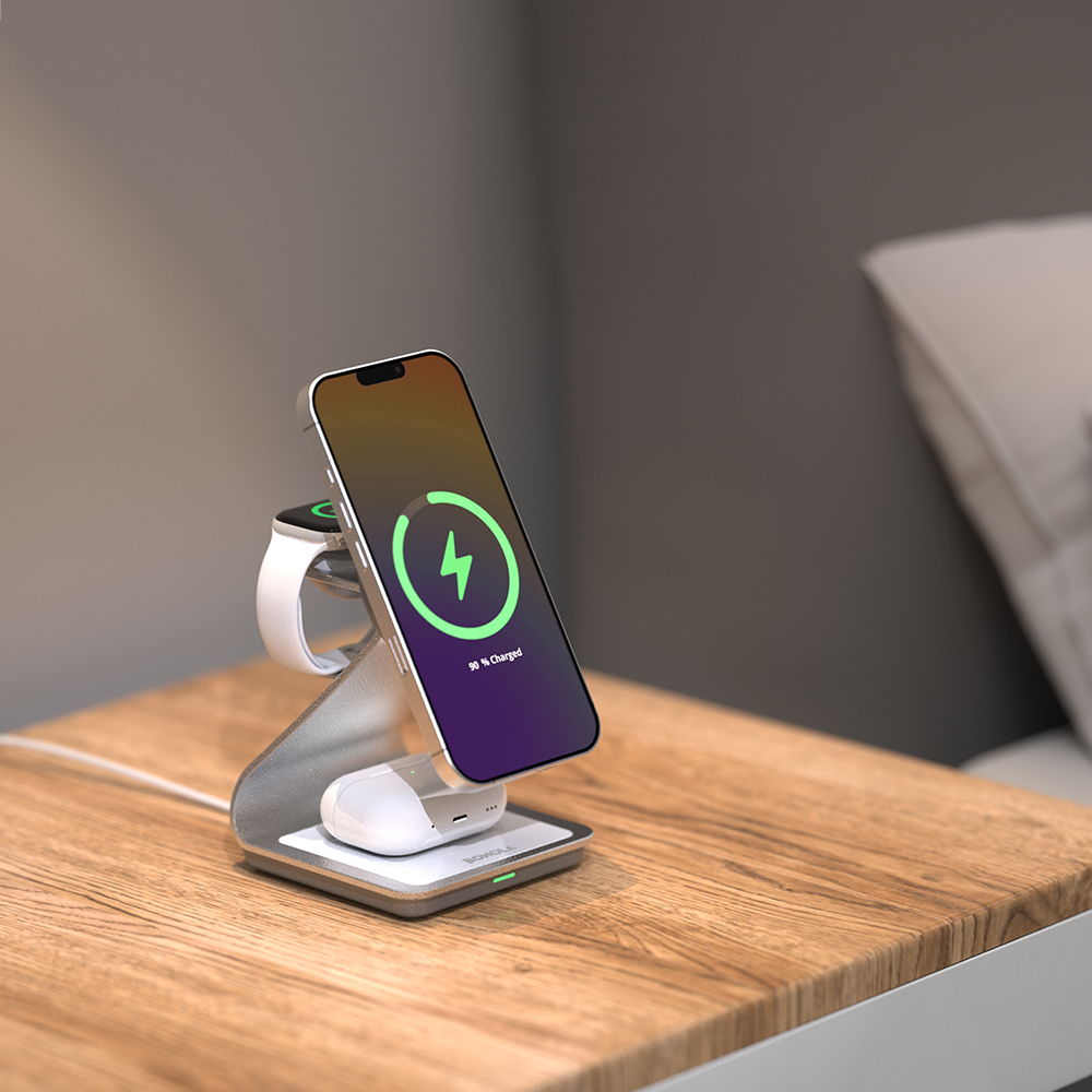 Magnetic Wireless Charger for iPhone, Wireless Charging Station, Compatible with Apple Watch and AirPods