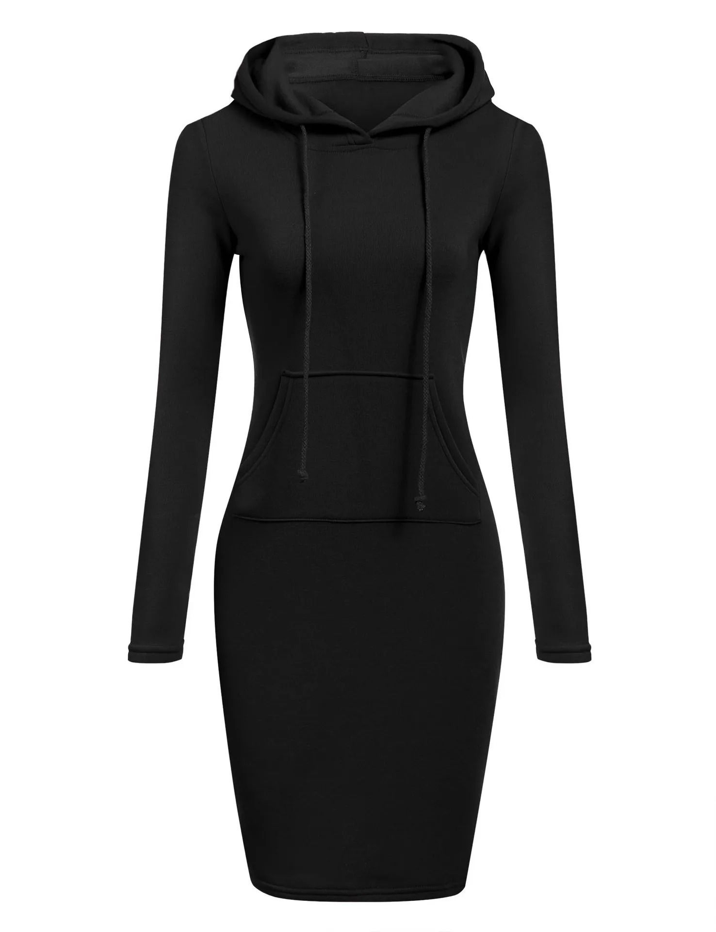 Womens Hooded Dress with Long Sleeves and Cozy Autumn Styling
