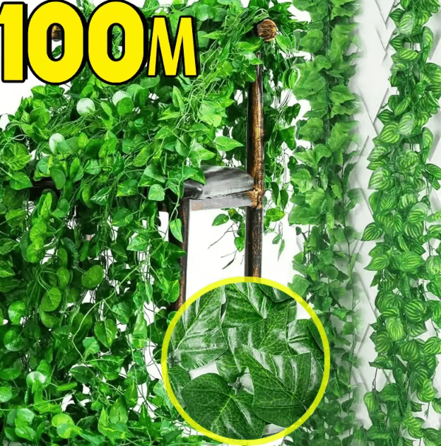 Lush Artificial Ivy Vine Garland (2M, 100 Leaves) – Realistic Hanging Greenery Decor