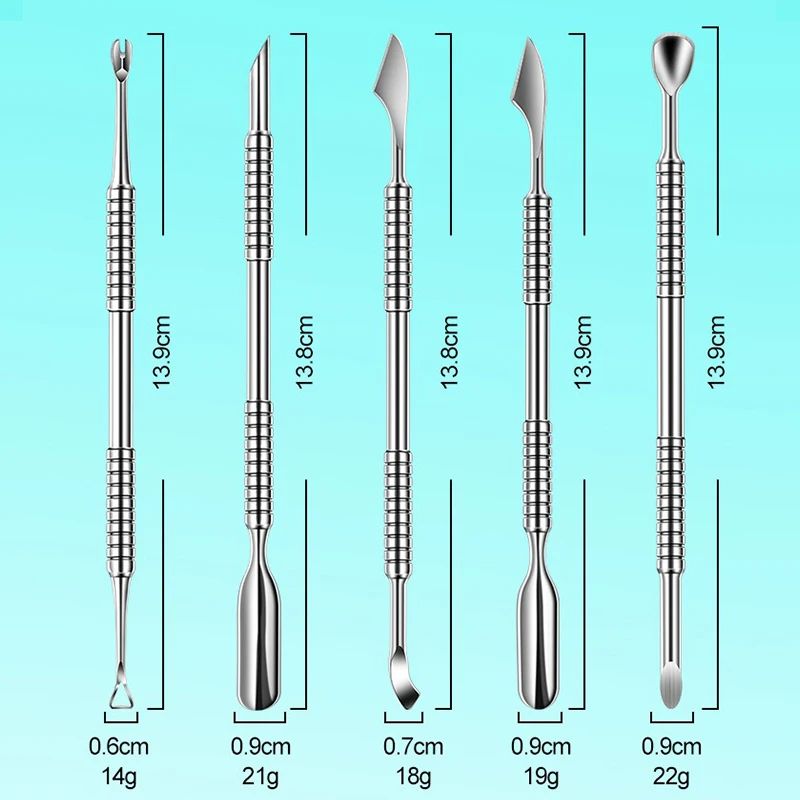 Stainless Steel Cuticle Pusher Double End Manicure Nail Tool