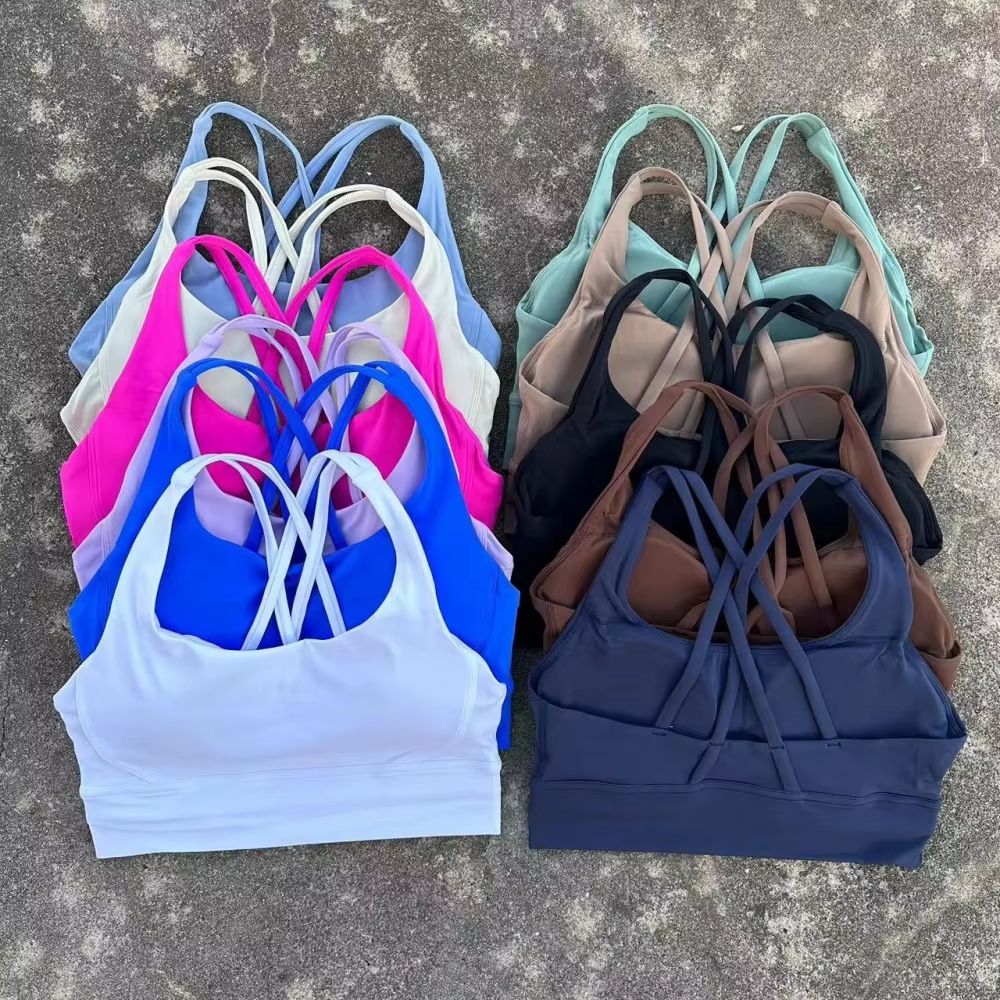 Solid Color Cross Back High Support Workout Bra for Women