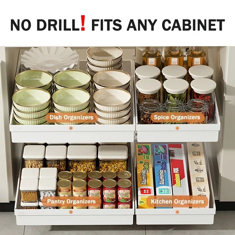 No-Drill Magic Tray Slide-Out Organizer