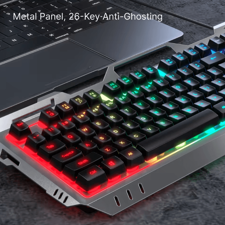 EWEADN GX80Z Gaming Silent Keyboard with All Metal Panel USB Wired Backlight