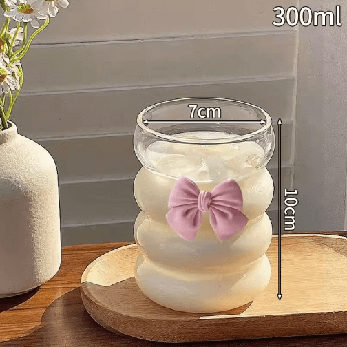 RippleWave Transparent Drinking Glass – Creative Wave Iced Coffee Tumbler