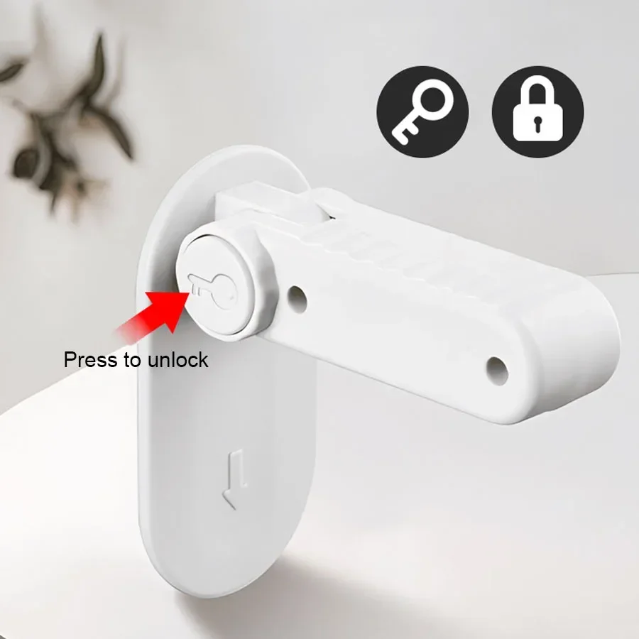 Universal Child Proof Handle Locks Baby Safety Locks Punch-free Door Lever Lock Multifunction Hidden Button Buckle