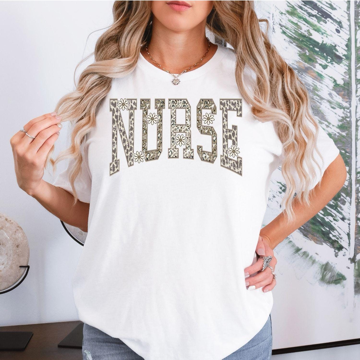 Nurse Leopard Shirt | Floral Leopard Print Nurse Graphic Tee | Comfort Colors RN Gift Shirt