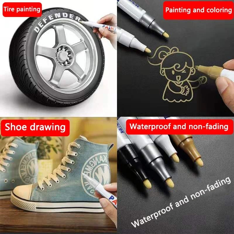 Professional White Marker Pen Set – Waterproof Oily Graffiti & Sketching Tools