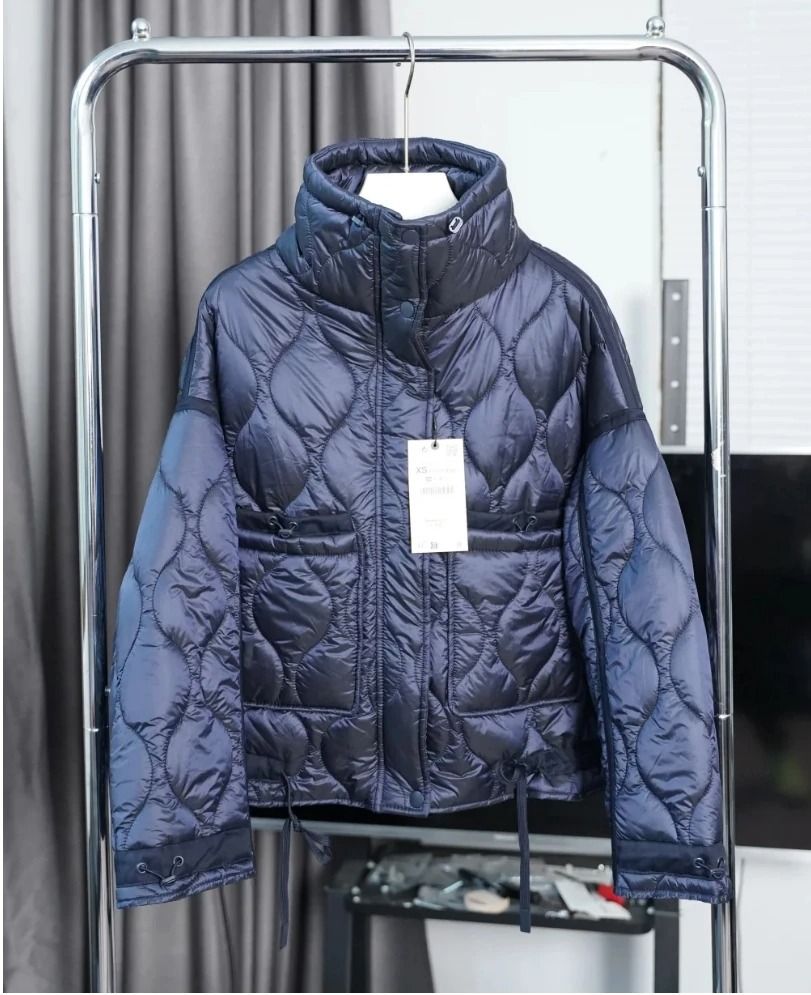 ETJ Womens Quilted Jacket with Adjustable Ties