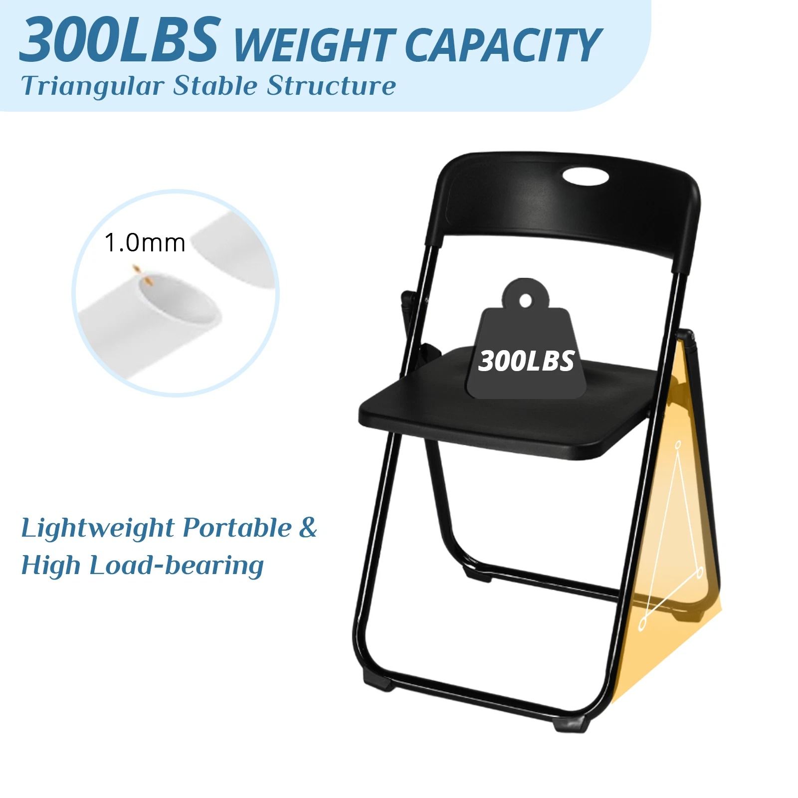Heavy Duty Plastic Folding Chair with Reinforced Steel Frame – Portable and Weather-Resistant